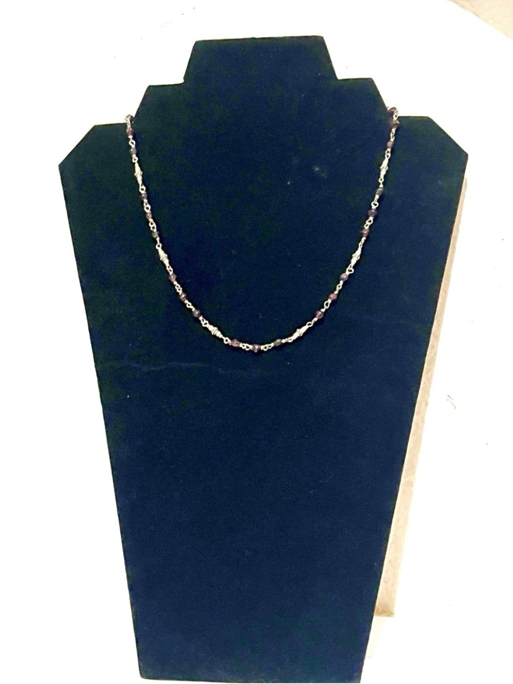 SILPADA Retired Vintage Almandine Red Garnet Beaded 925 Sterling Silver Necklace - Picture 2 of 3